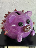 fioletowa skarbonka świnka z kolcami / spiked piggy bank